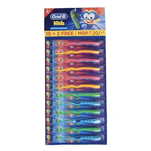 ORAL B KIDS 2 + AGE EXTRA SOFT BRISTLE TOOTH BRUSH PK12 (9 +3)