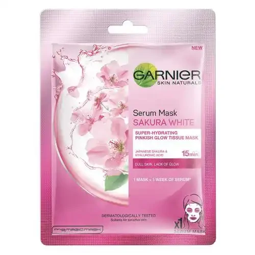 GARNIER SKIN NATURALS SAKURA WHITE FACE SERUM MASK (PINK) 28 G