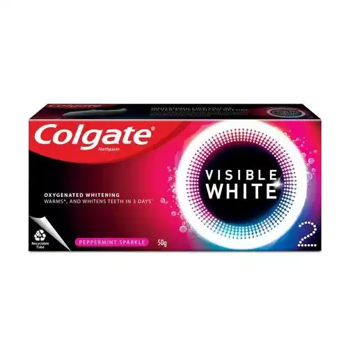 COLGATE VISIBLE WHITE O2 PEPPERMINT SPARKLE TOOTHPASTE 50 G