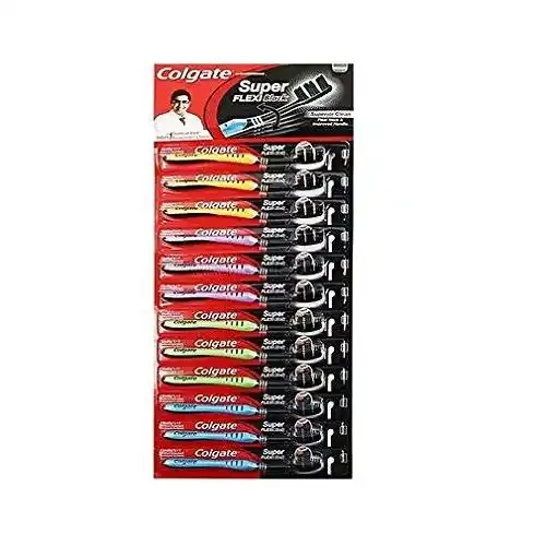 COLGATE SUPER FLEXI CHARCOAL SOFT TOOTHBRUSH PK12 (10 + 2)