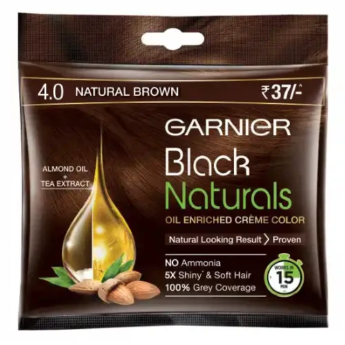 GARNIER BLACK NATURALS 4 NATURAL BROWN HAIR COLOR 20 G + 20 ML