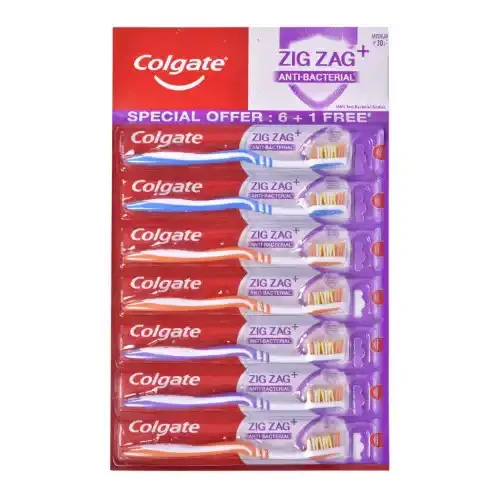 COLGATE ZIG ZAG DEEP CLEAN MEDIUM TOOTHBRUSH 6+3 ZZ CHARCOAL (M) TOOTHBRUSHES