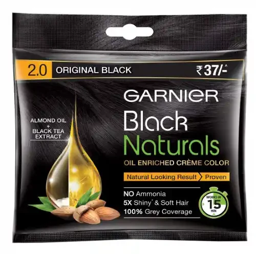 GARNIER BLACK NATURALS 2 ORIGINAL BLACK HAIR COLOR 20 G + 20 ML