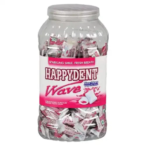 HAPPYDENT WAVE STRAWBERRY CHEWING GUM JAR 195 UNITS 350 G